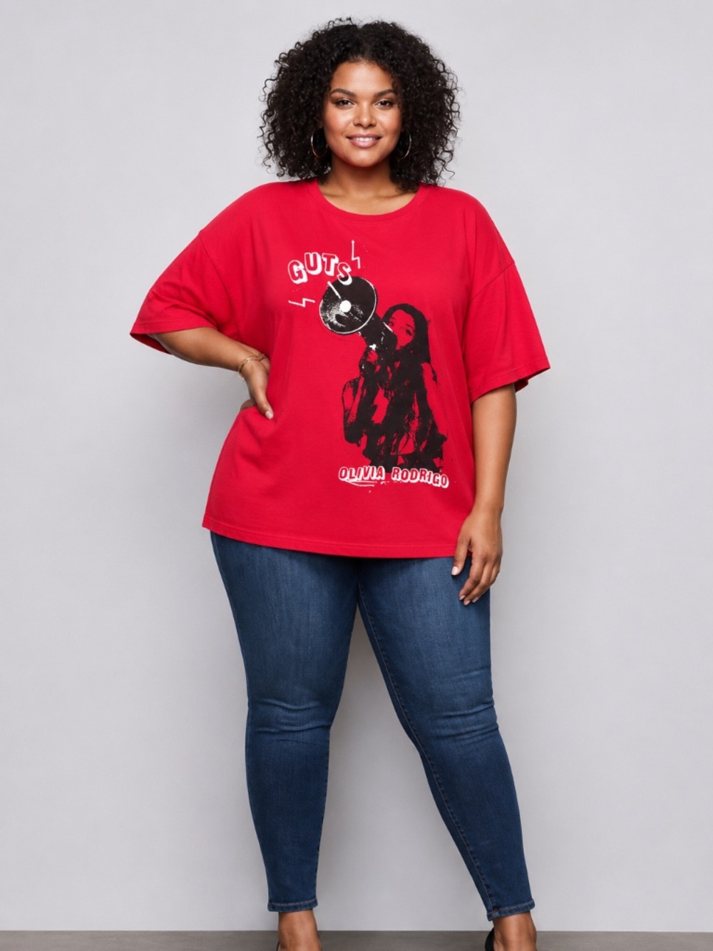 Olivia Rodrigo "GUTS" Graphic Tee, Red, Size 3X